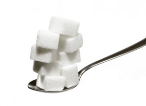 Spoon with sugar cubes